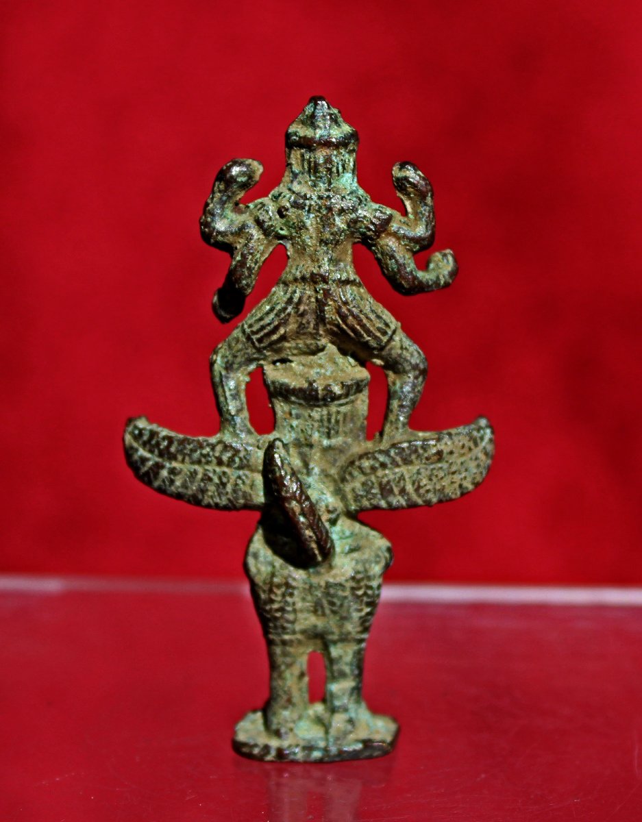 Vishnu Sur Garuda Khmer Ancien En Bronze, Angkor Wat, XIIe Siècle-photo-2