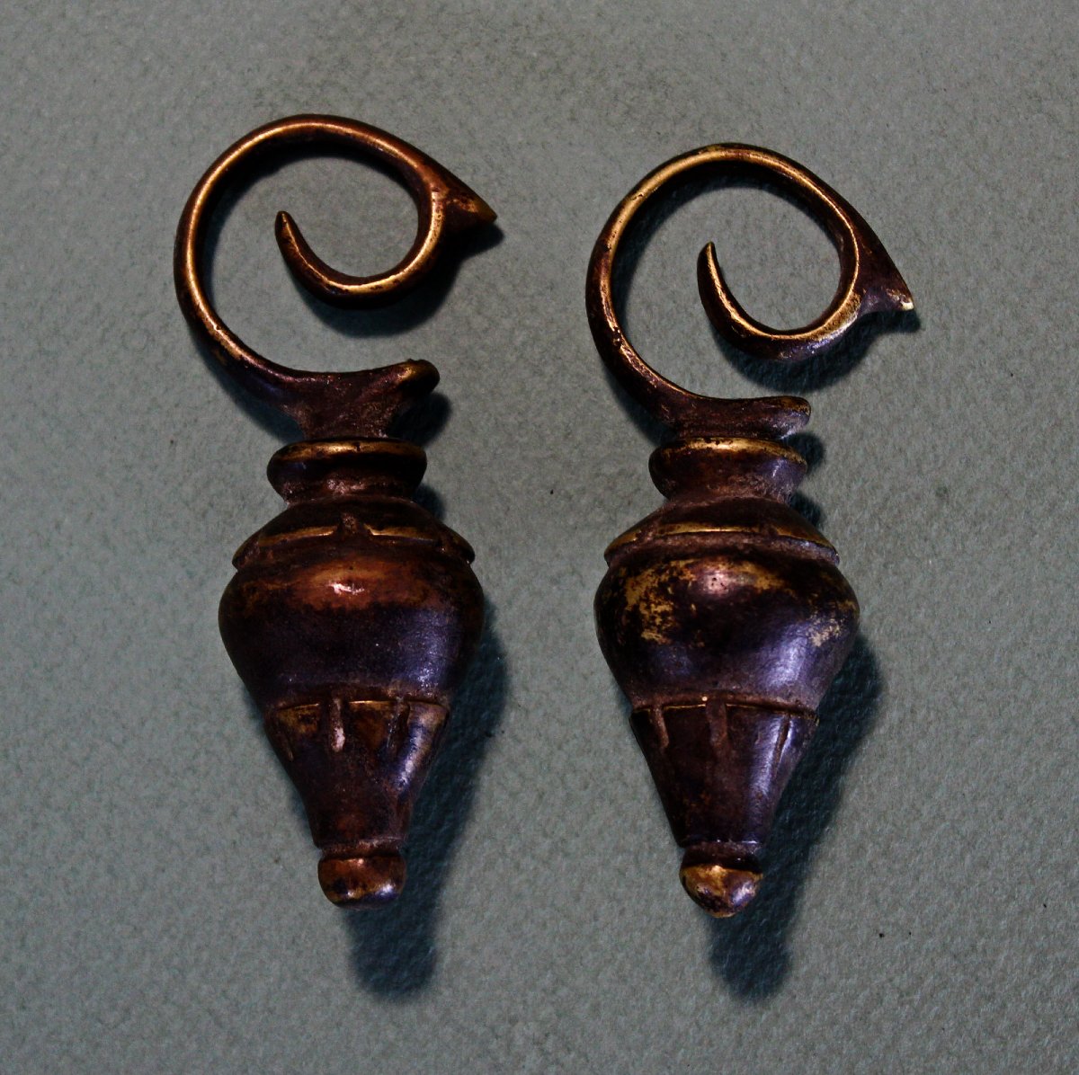 Antique Dayak Bronze Ear Weights Kayan Kenyah Borneo, C19th-photo-2