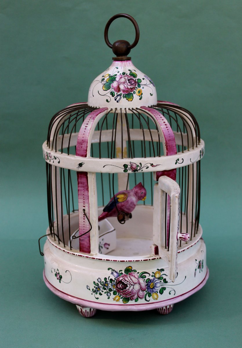 Antique French Faience Birdcage, Lunéville,-photo-2