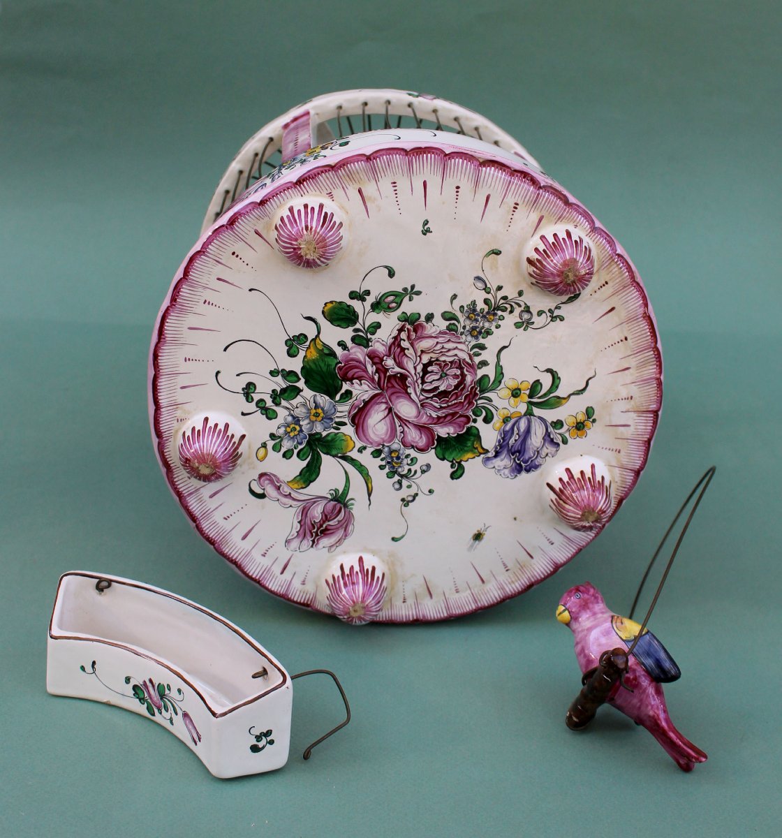 Antique French Faience Birdcage, Lunéville,-photo-4