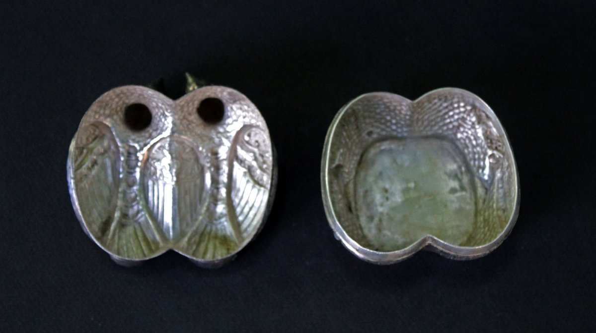 Antique Cambodian Khmer Silver Betel Box Two Birds, Early 20th Century-photo-3