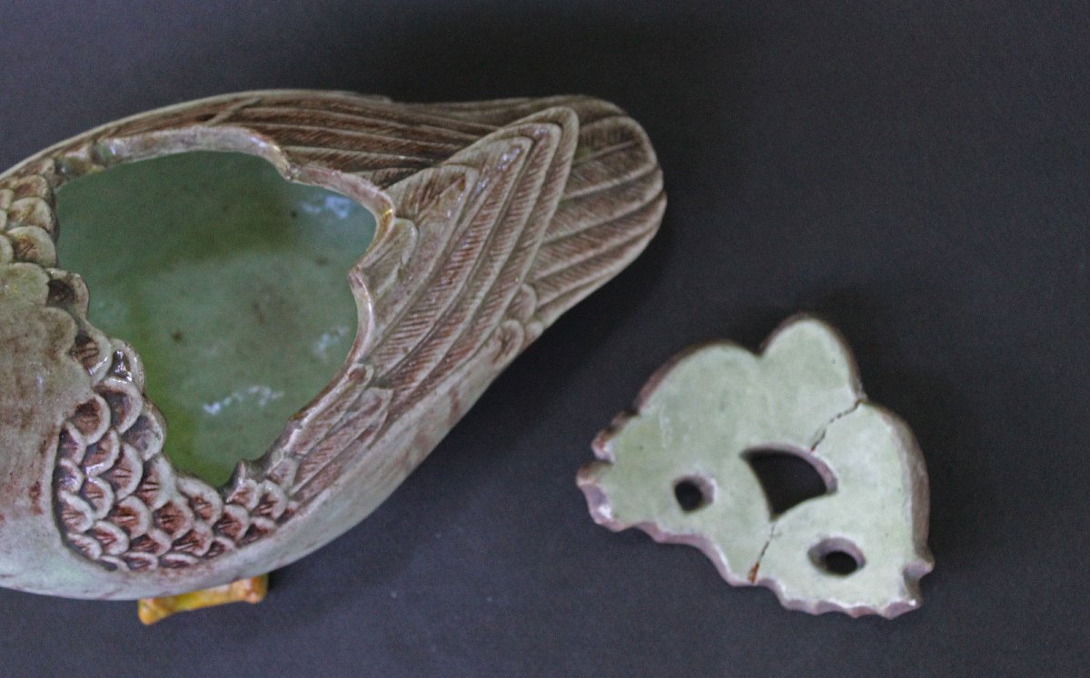 Antique Japanese Ceramic Goose Covered Vessel, Meiji Period, 19th Century-photo-4