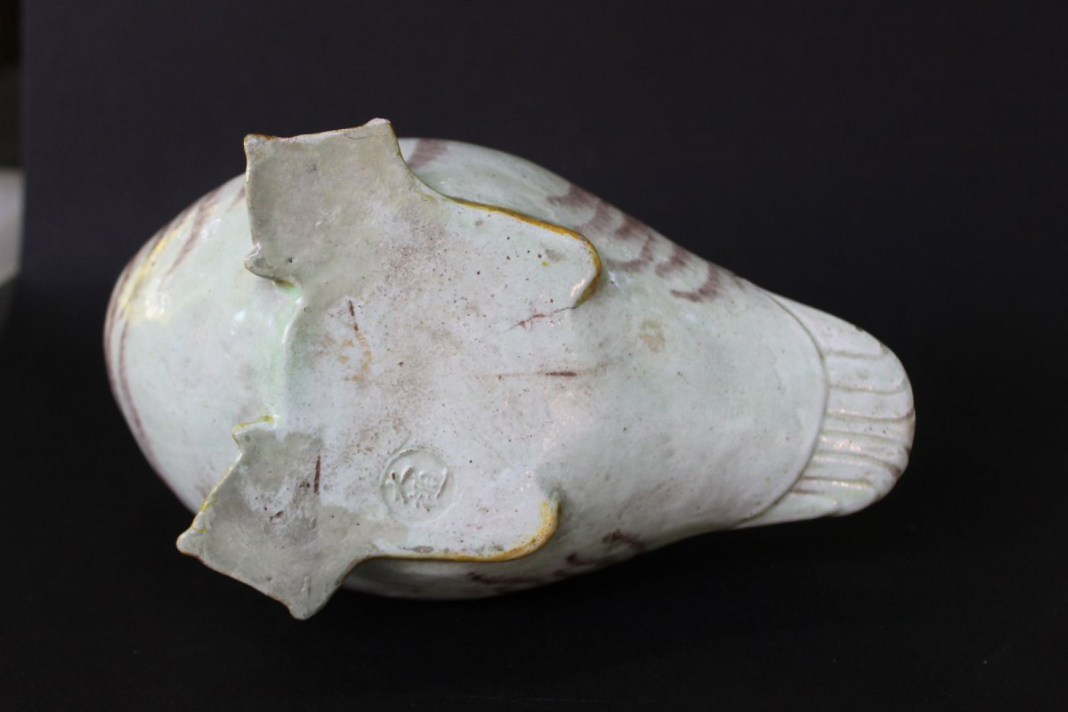 Antique Japanese Ceramic Goose Covered Vessel, Meiji Period, 19th Century-photo-1