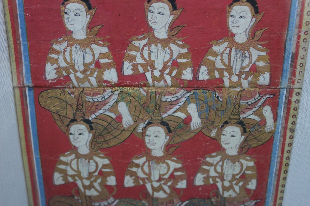 Antique Thai Manuscript Painting Of Six Thewada, Rattanakosin Period.-photo-3
