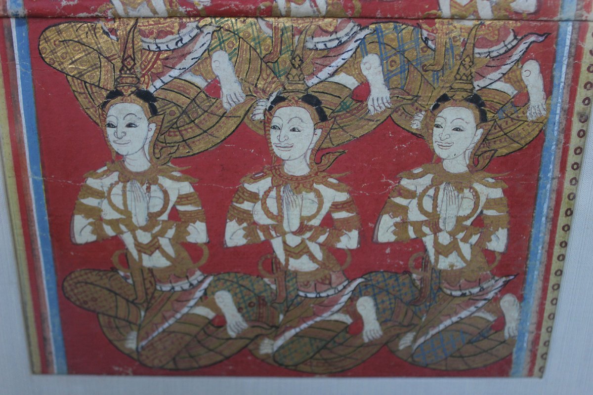 Antique Thai Manuscript Painting Of Six Thewada, Rattanakosin Period.-photo-4