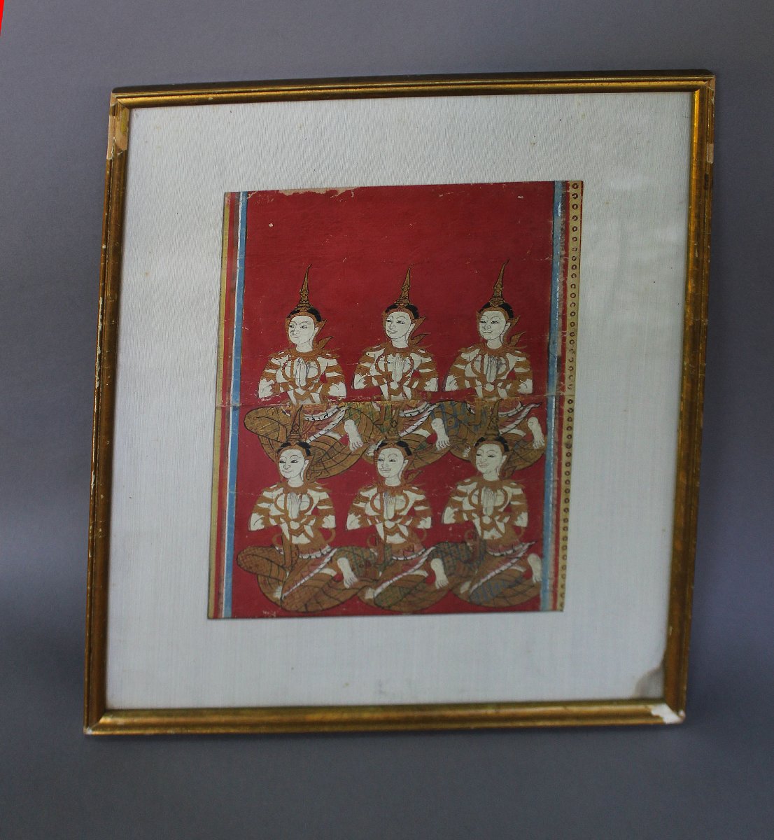 Antique Thai Manuscript Painting Of Six Thewada, Rattanakosin Period.