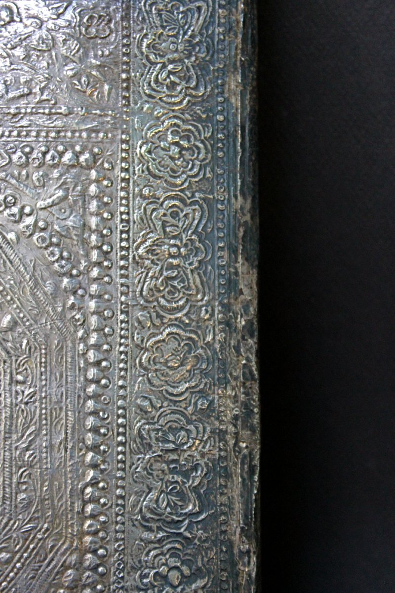 Antique Persian Silver Mirror, Iranian Islamic Art, Qajar Period-photo-1