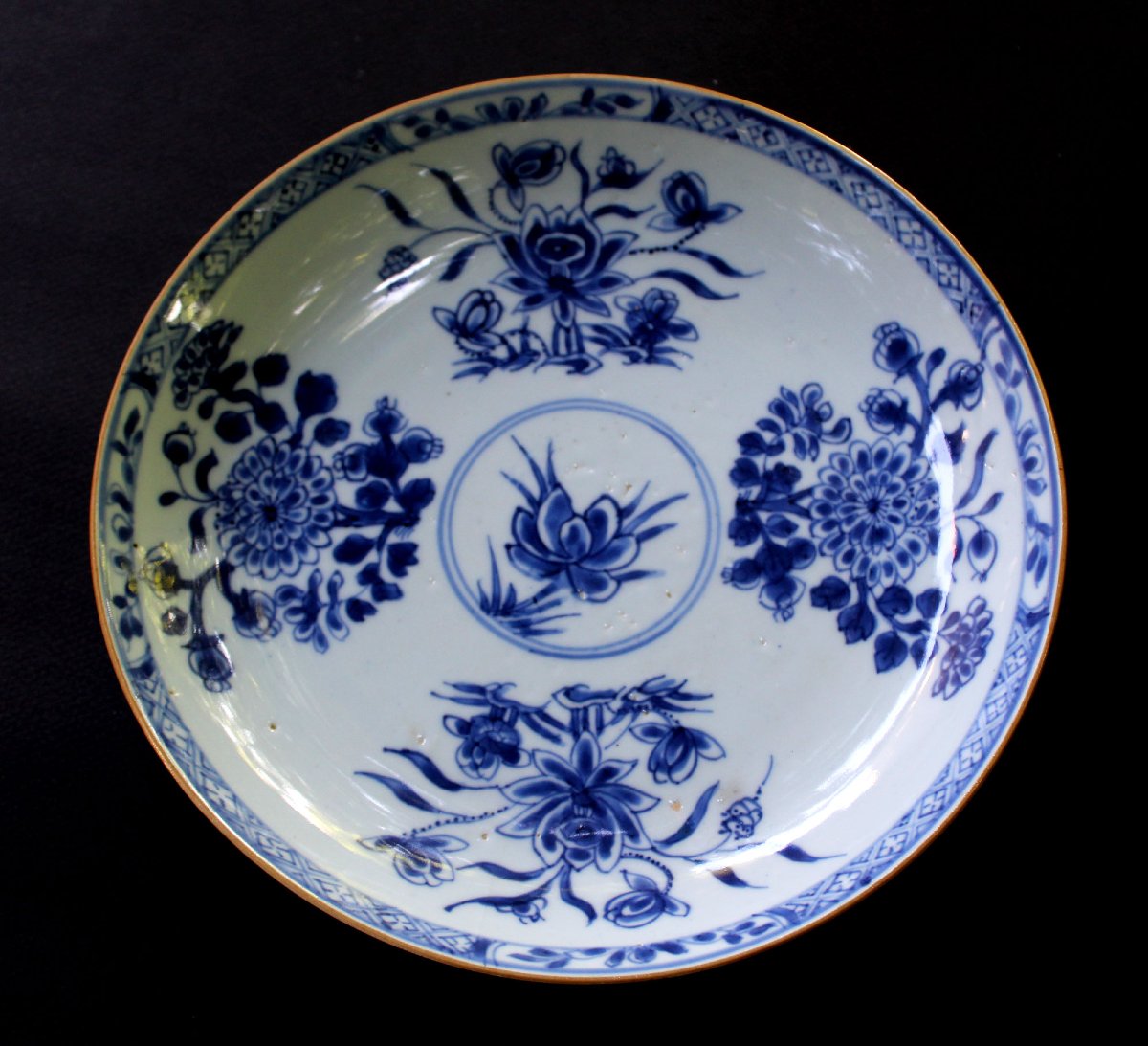 Antique Pair Chinese Export Porcelain Blue & White Dishes, Qianlong C.1790-photo-2