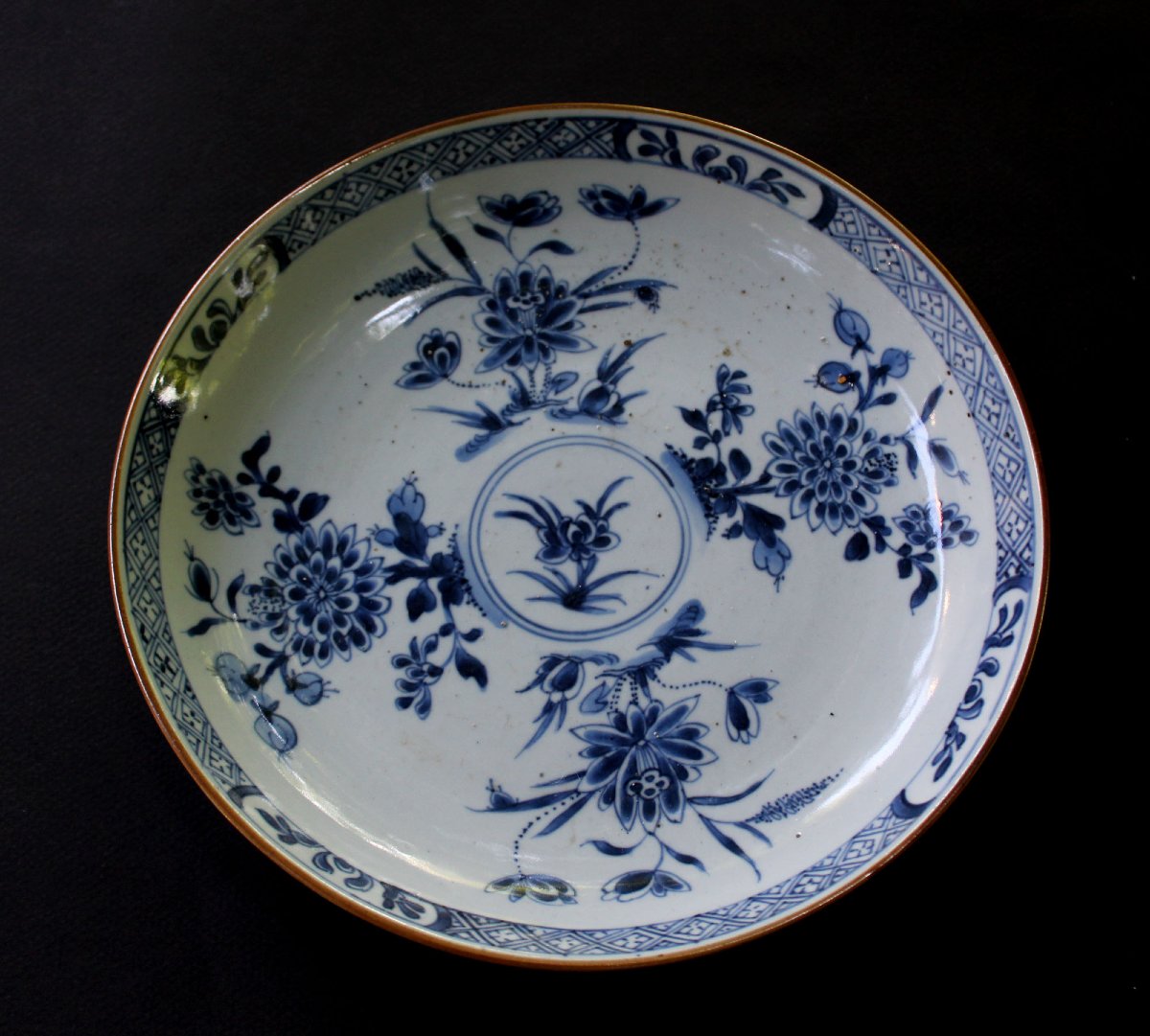 Antique Pair Chinese Export Porcelain Blue & White Dishes, Qianlong C.1790-photo-3