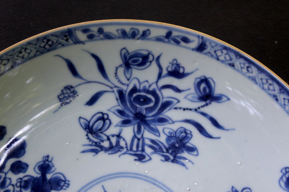 Antique Pair Chinese Export Porcelain Blue & White Dishes, Qianlong C.1790-photo-4