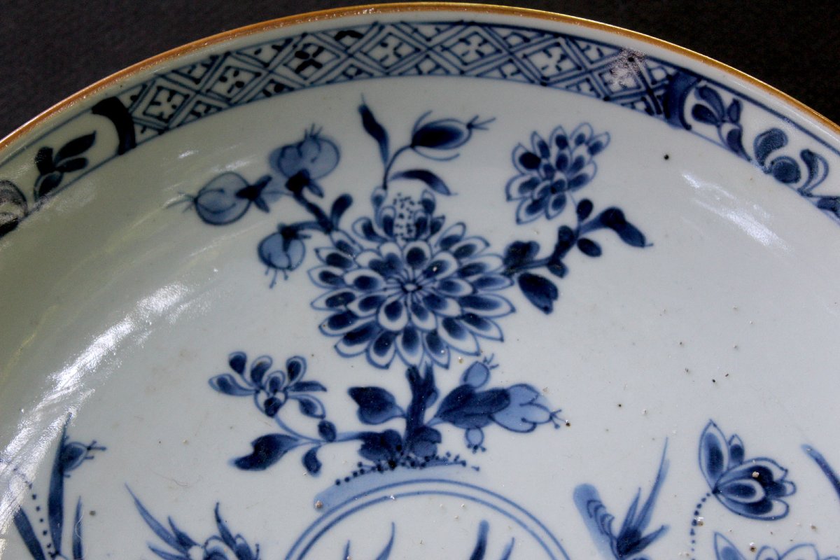 Antique Pair Chinese Export Porcelain Blue & White Dishes, Qianlong C.1790-photo-1