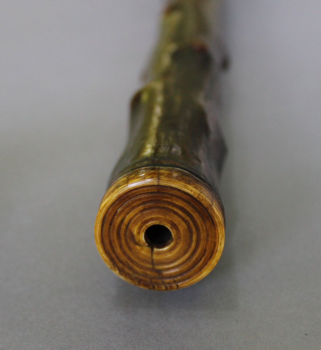 Ancienne Pipe à Opium Chinoise en Bambou, Selle en Paktong et Fourneau Budai-photo-3