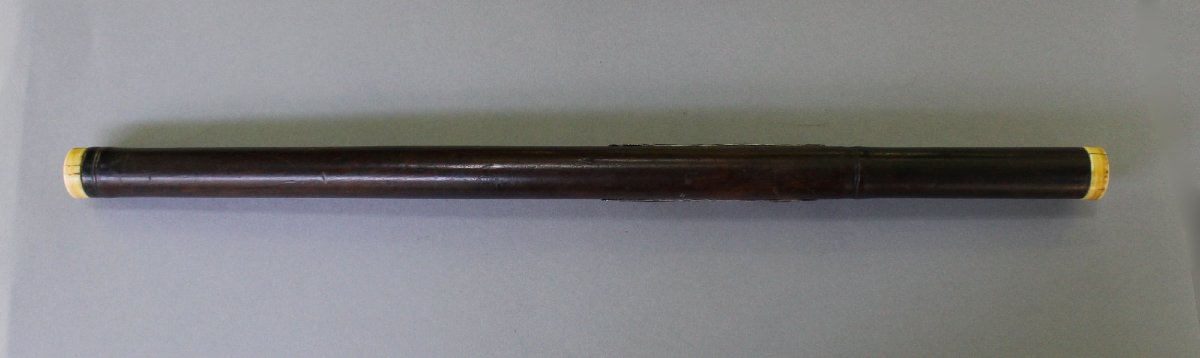 Antique Chinese Hardwood Opium Pipe With Silver Saddle, Ivory Mounts & Sealed Bowl, C19th-photo-7