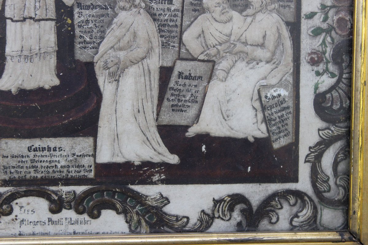 Rare German Protestant Embossed Paper Relief "sitz Der Häretiker", Papierrelief C18th-photo-1