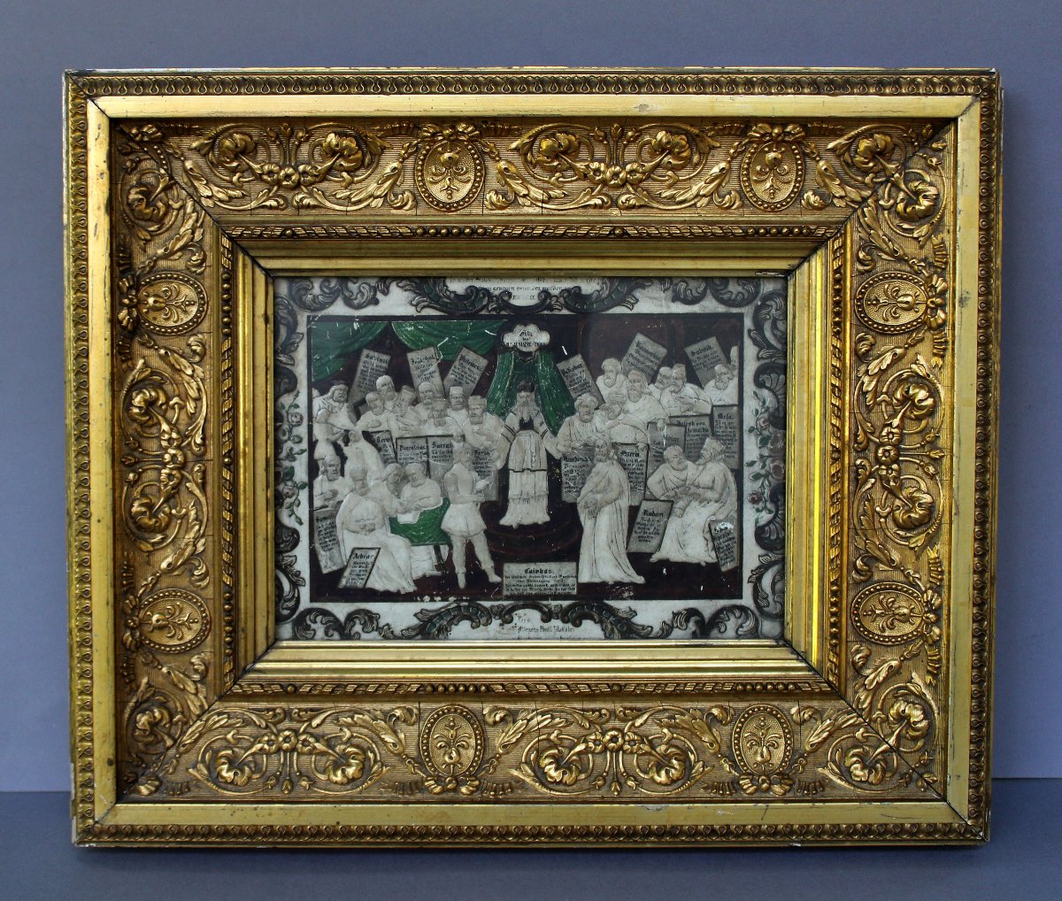 Rare German Protestant Embossed Paper Relief "sitz Der Häretiker", Papierrelief C18th