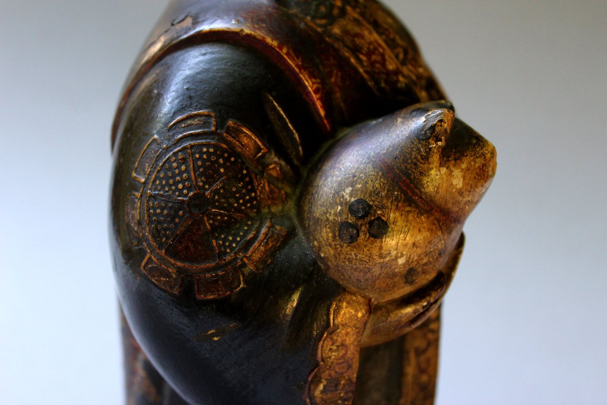 Antique Japanese Saga Ningyō Doll, Karako With Puppy, Kyoto, Early Edo, C17th-photo-6