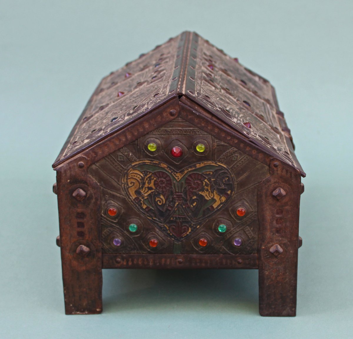 Antique Alfred Daguet Art Nouveau Repoussé Casket, Paris, Circa 1905-photo-1