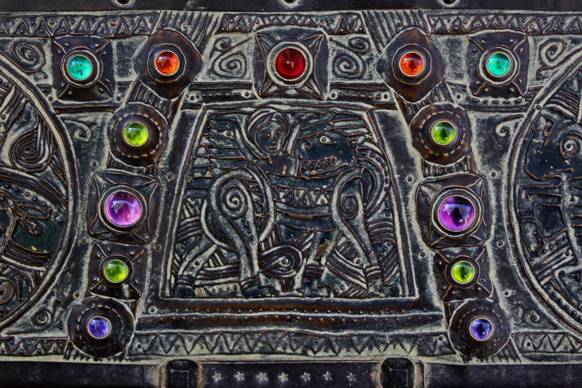 Antique Alfred Daguet Art Nouveau Repoussé Casket, Paris, Circa 1905-photo-3