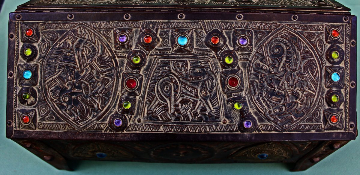 Antique Alfred Daguet Art Nouveau Repoussé Casket, Paris, Circa 1905-photo-5