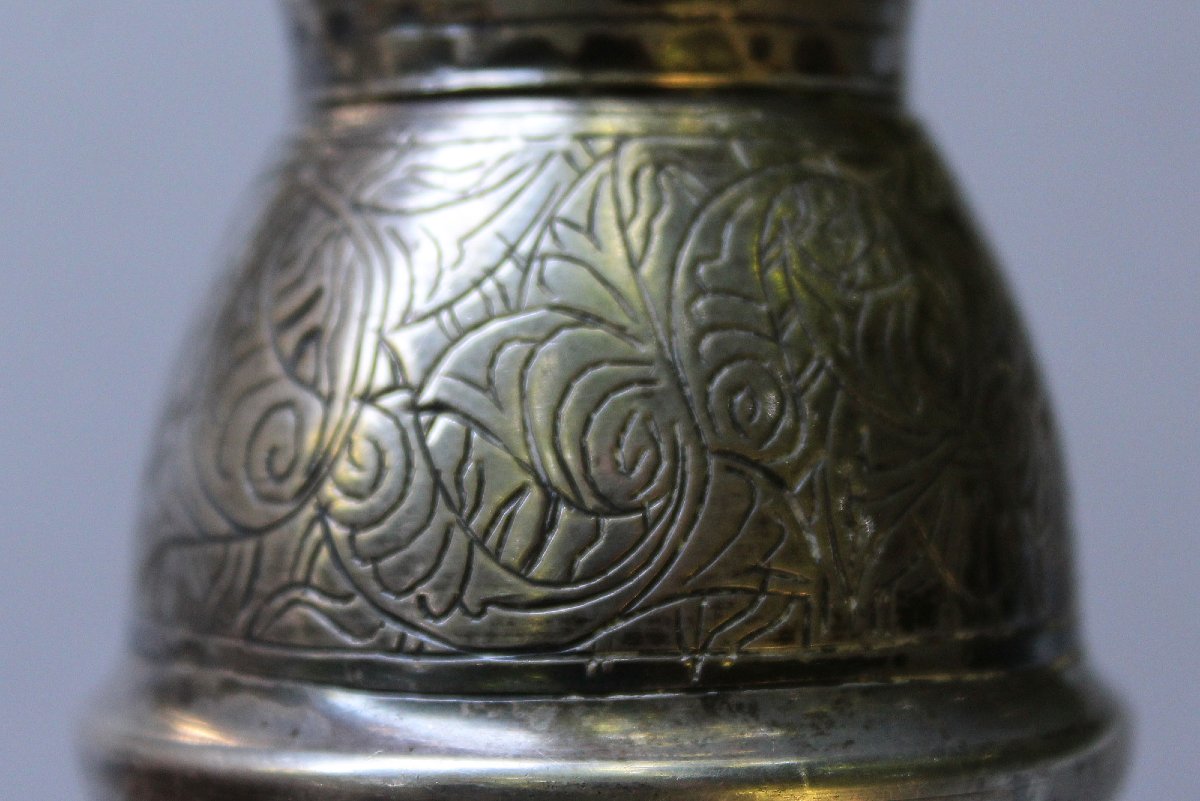 Ancien Pot à Épices Égyptien en Argent Massif 900 sur Piètement Tripode, XXe Siècle-photo-1