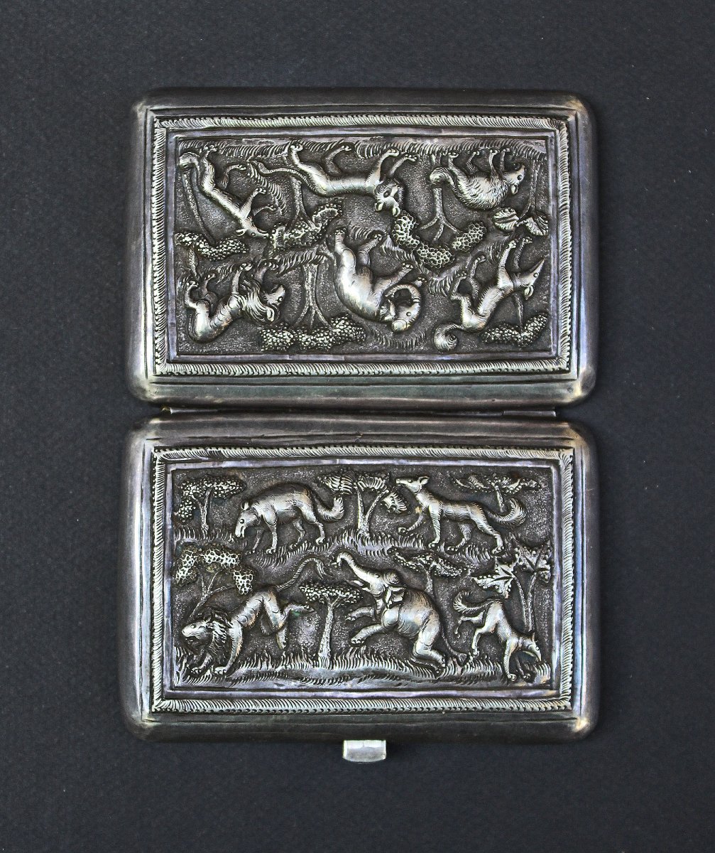 Antique Indian Solid Silver Cheroot, Visiting & Business Card Case, C19th-photo-2