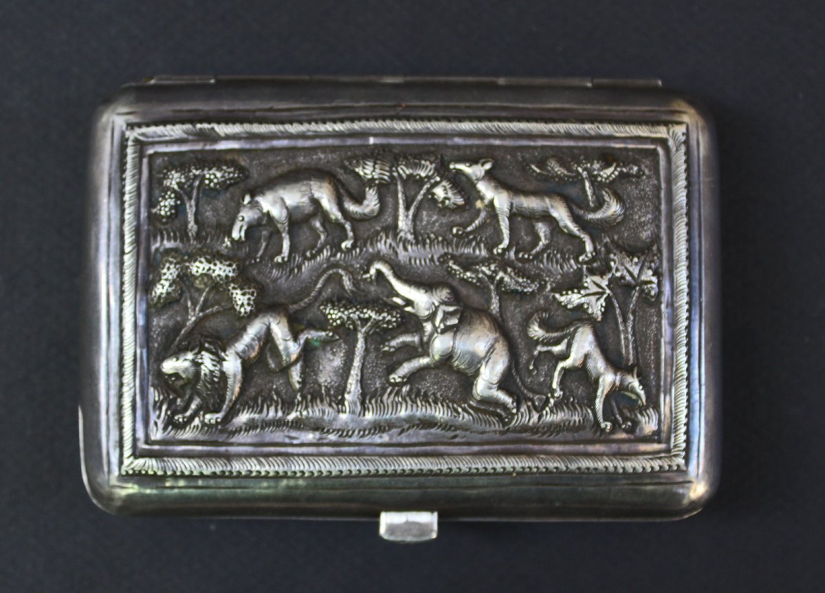 Antique Indian Solid Silver Cheroot, Visiting & Business Card Case, C19th-photo-3