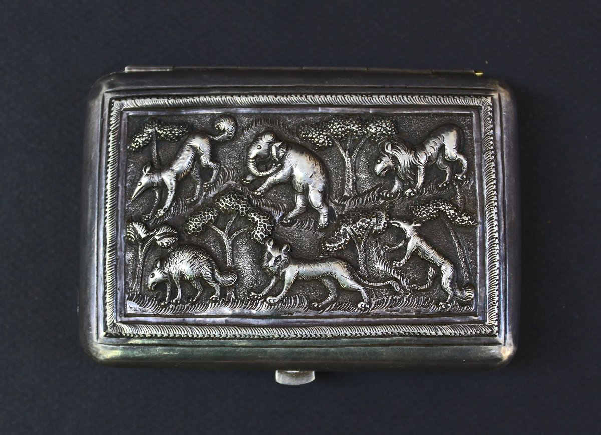 Antique Indian Solid Silver Cheroot, Visiting & Business Card Case, C19th-photo-4