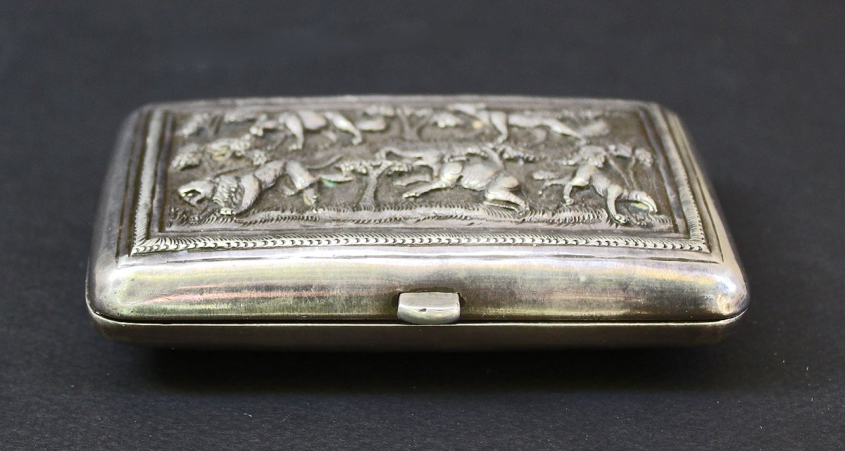 Antique Indian Solid Silver Cheroot, Visiting & Business Card Case, C19th-photo-1