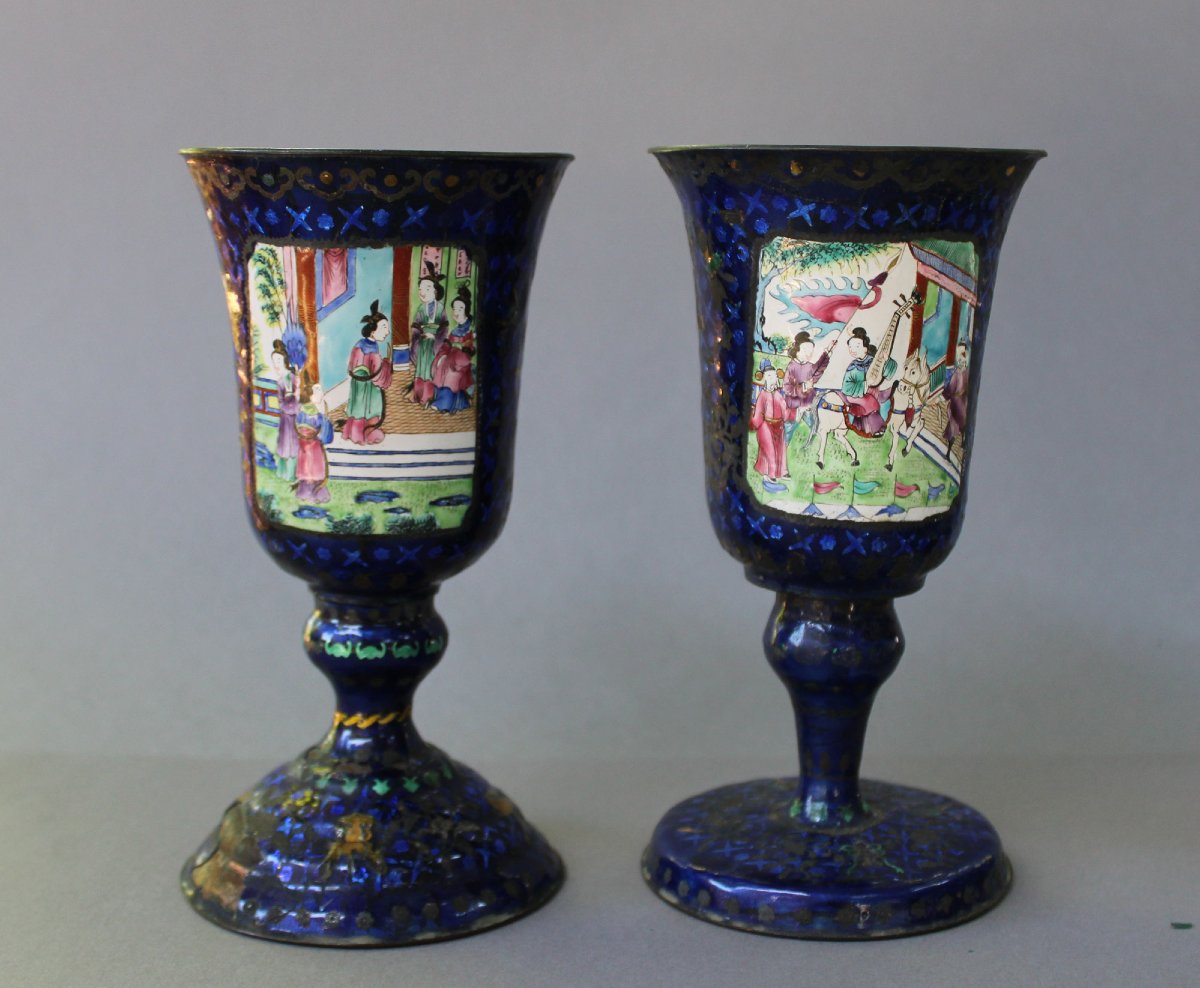 Antique Chinese Canton Enamel Collection For Vietnam, Indochina, 19th Century-photo-2