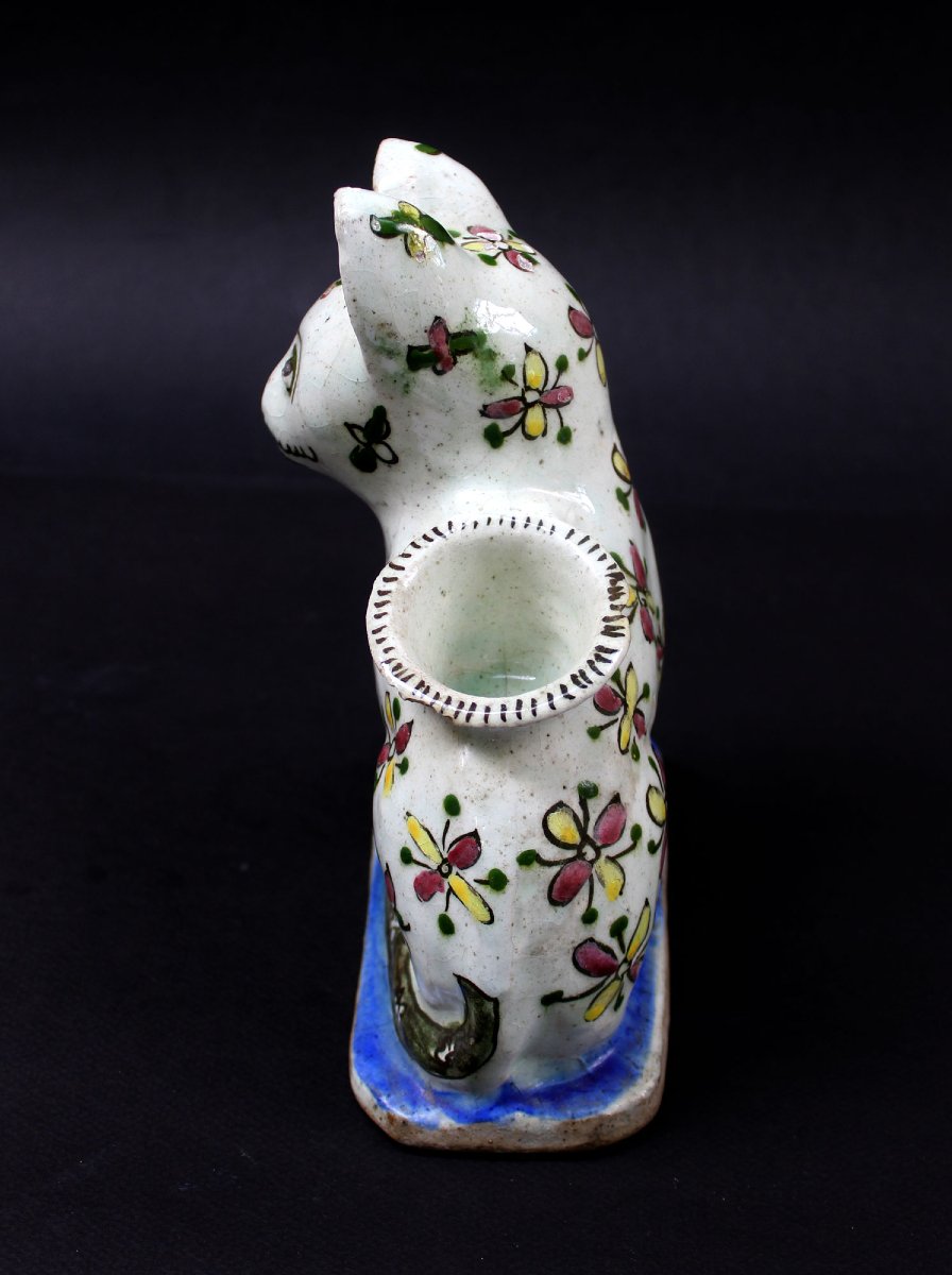 Ancien Vase Chat Perse Qajar en Céramique, Iran, XIXe–XXe Siècle-photo-4