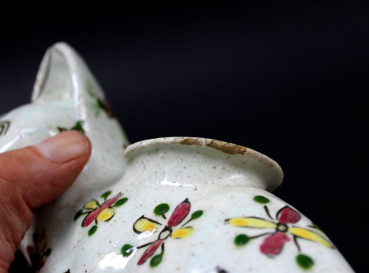 Ancien Vase Chat Perse Qajar en Céramique, Iran, XIXe–XXe Siècle-photo-1