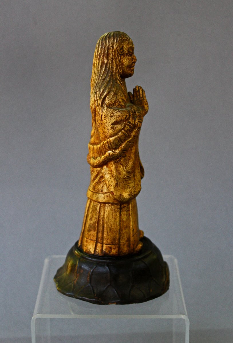 Antique Chinese Gilt Terracotta Buddhist Luohan, Disciple Of Buddha-photo-4