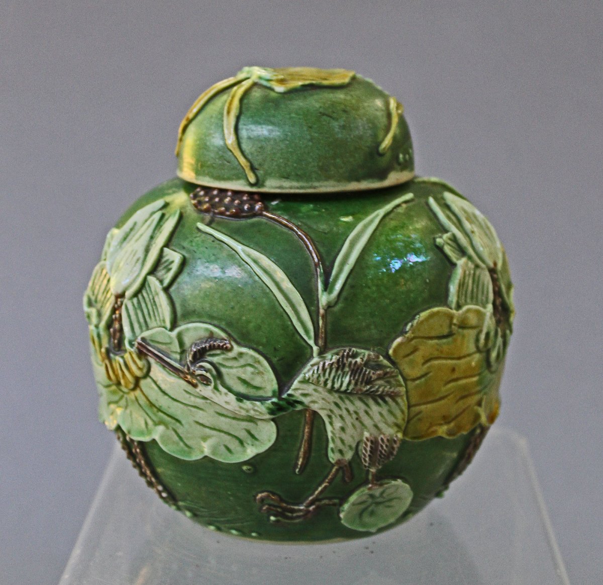 Antique Chinese Porcelain Ginger Jar, Herons & Lotus, Wang Bing Rong Style, C.1900-photo-2