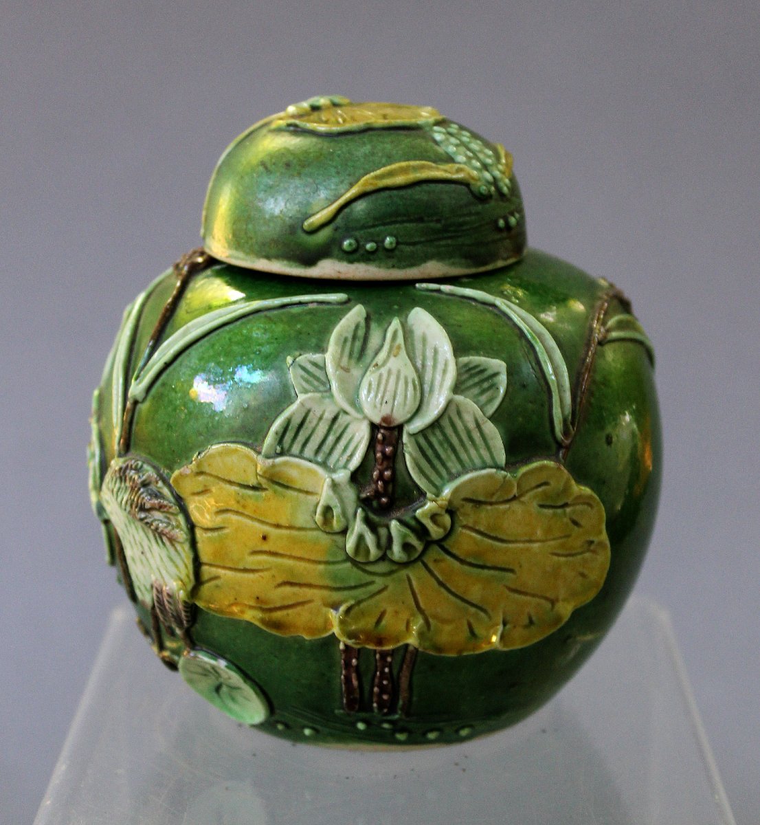 Antique Chinese Porcelain Ginger Jar, Herons & Lotus, Wang Bing Rong Style, C.1900-photo-3