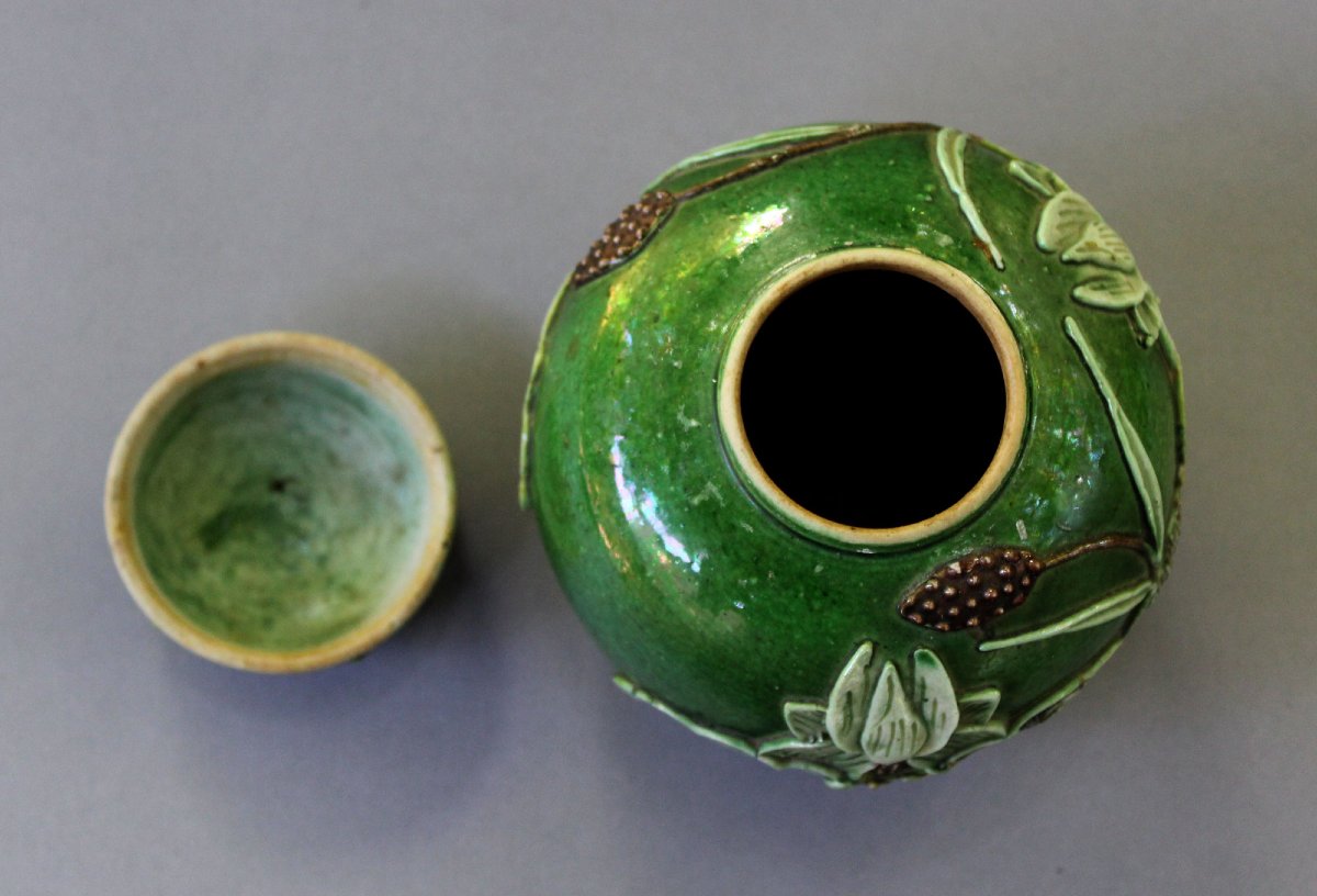 Antique Chinese Porcelain Ginger Jar, Herons & Lotus, Wang Bing Rong Style, C.1900-photo-2