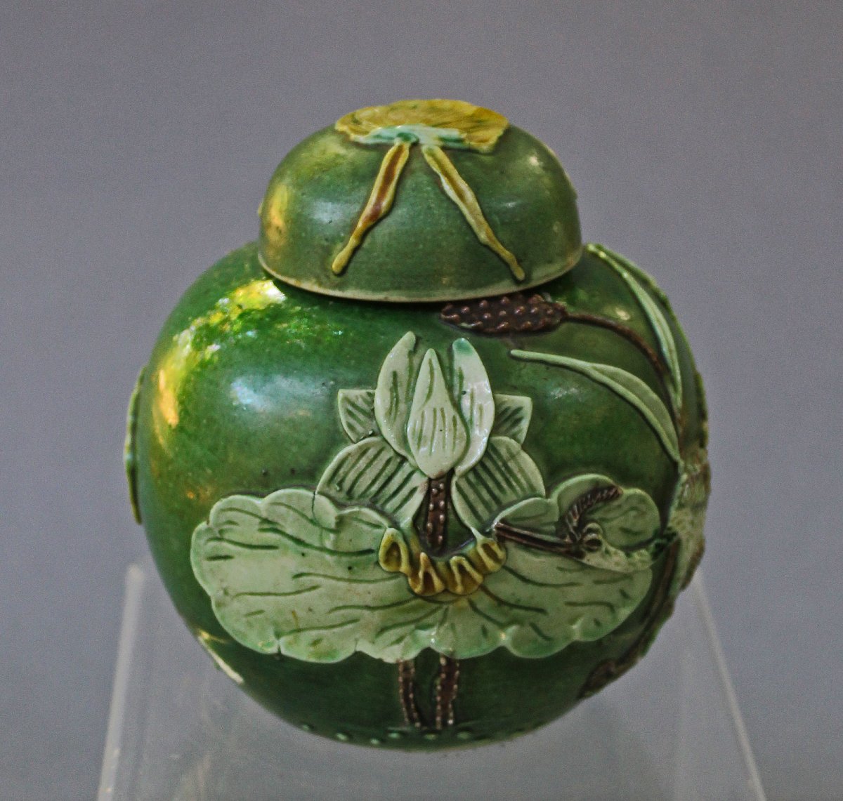 Antique Chinese Porcelain Ginger Jar, Herons & Lotus, Wang Bing Rong Style, C.1900