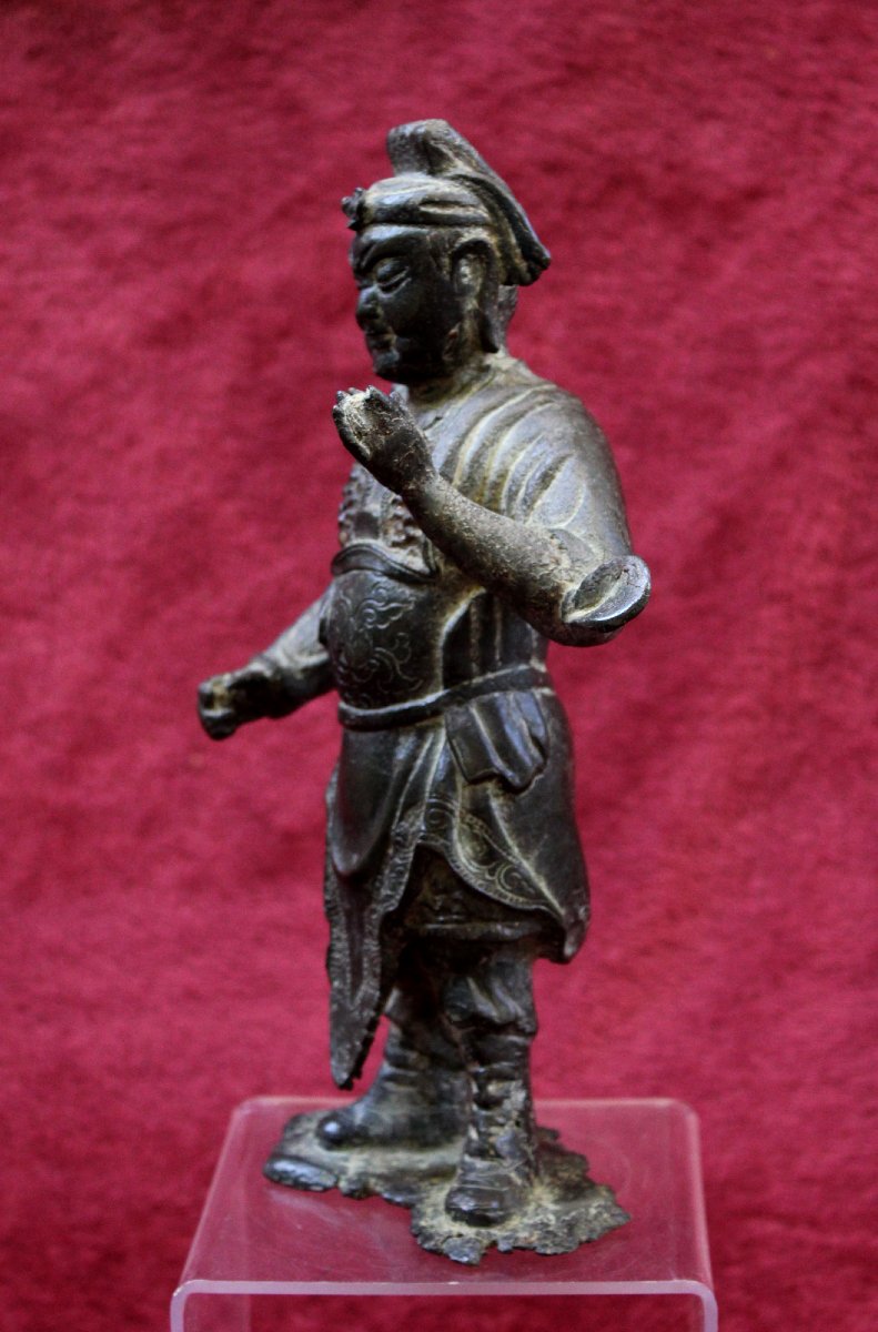 Antique Chinese Bronze Weituo Pusa Buddhist Guardian, Ming, 16th–17th Century-photo-2