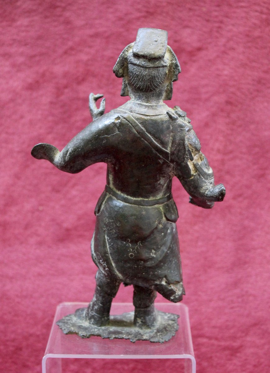 Antique Chinese Bronze Weituo Pusa Buddhist Guardian, Ming, 16th–17th Century-photo-3