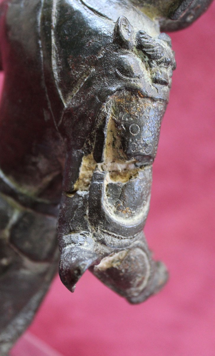 Antique Chinese Bronze Weituo Pusa Buddhist Guardian, Ming, 16th–17th Century-photo-3