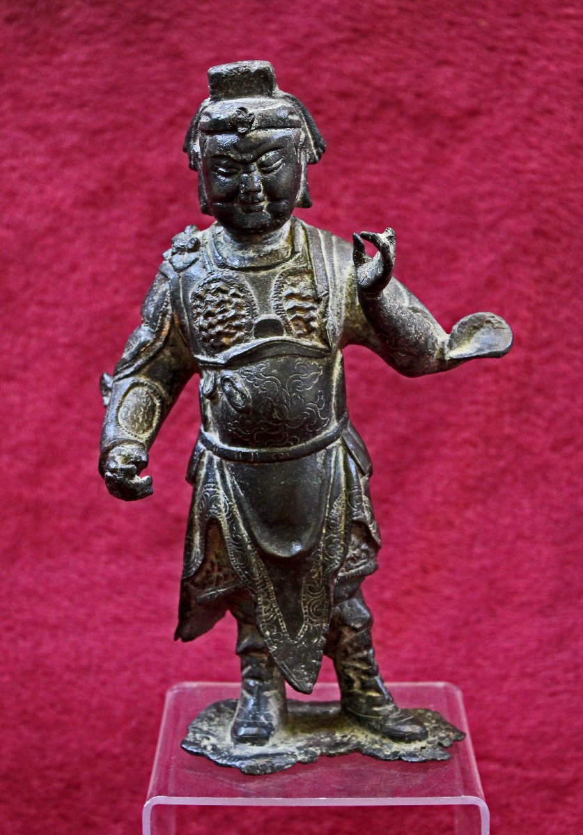 Antique Chinese Bronze Weituo Pusa Buddhist Guardian, Ming, 16th–17th Century