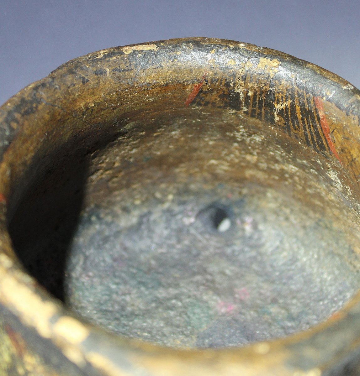 Curious Antique Pottery Cup With Painted Decoration-photo-5