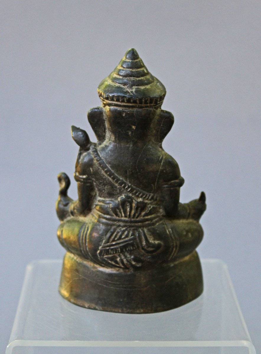Antique Cambodian Khmer Bronze Ganesha, Hindu Elephant God, 19th Century Or Earlier-photo-3