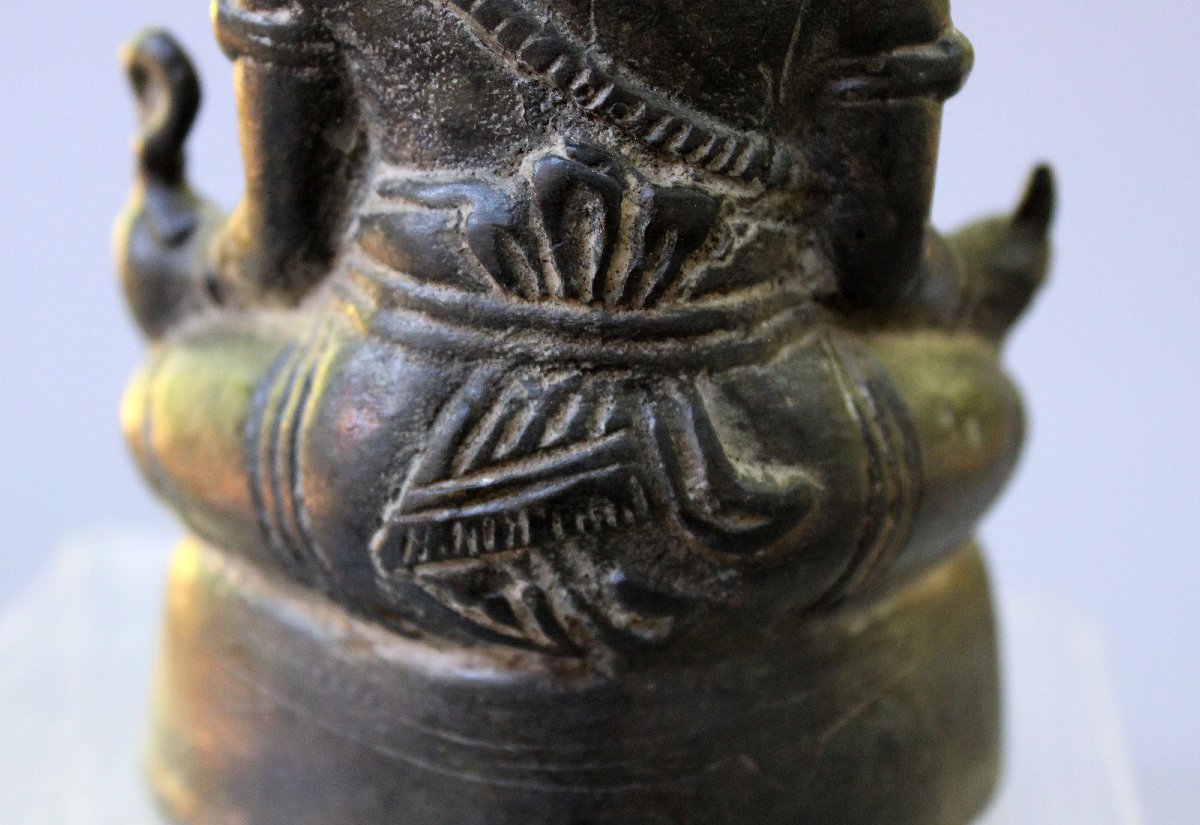 Antique Cambodian Khmer Bronze Ganesha, Hindu Elephant God, 19th Century Or Earlier-photo-3