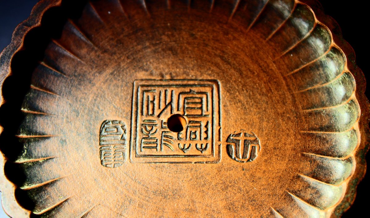 Boîte à Encens Yixing Zisha Chrysanthème, Wang Guojun, Shalong, XXe Siècle-photo-3