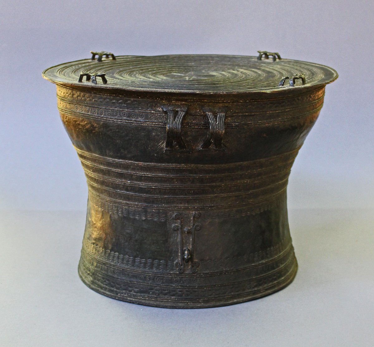 Burmese Karen Bronze Rain Drum With Frogs, Heger III, 19th Century-photo-3