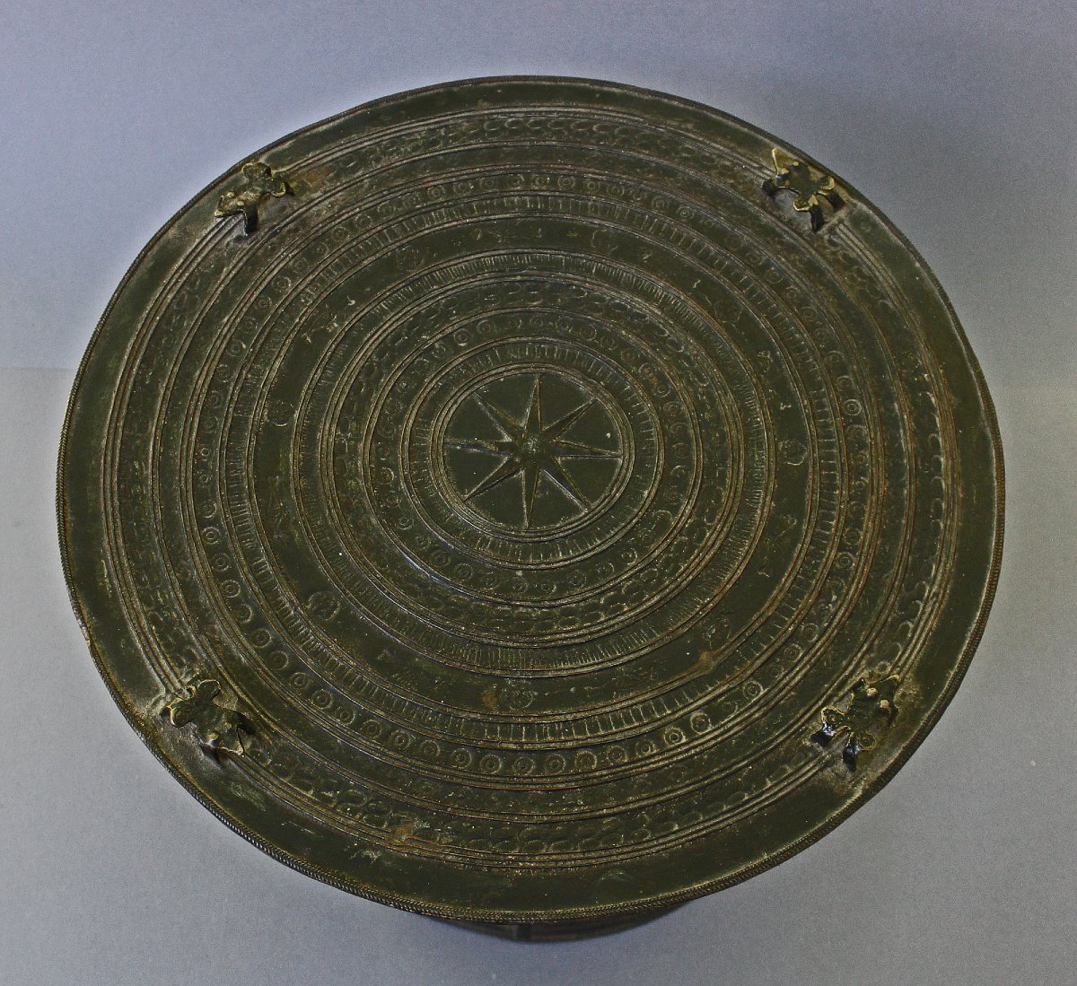 Burmese Karen Bronze Rain Drum With Frogs, Heger III, 19th Century-photo-1