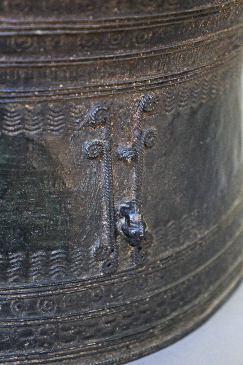 Burmese Karen Bronze Rain Drum With Frogs, Heger III, 19th Century-photo-3