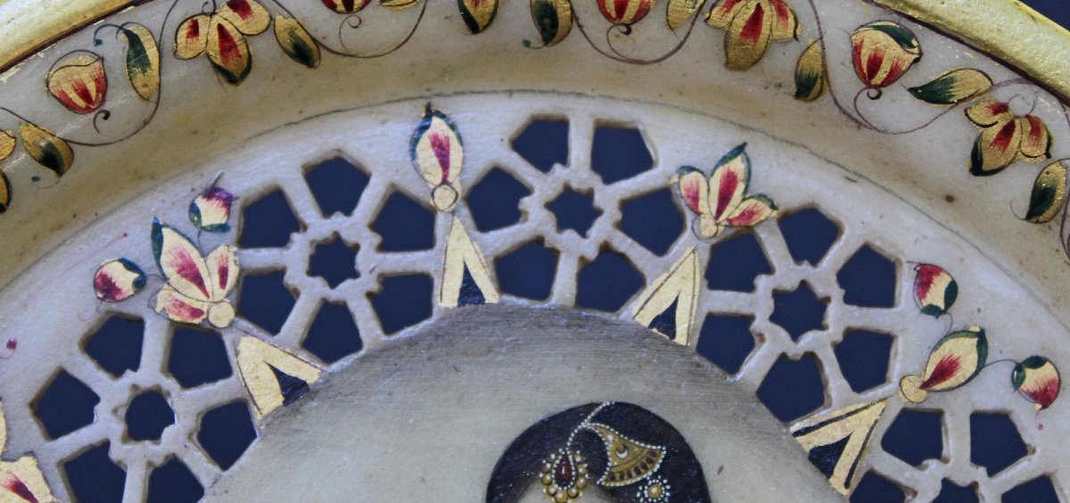 Indian Hand Painted Marble Plate, Mughal Princess, Jaipur-photo-3