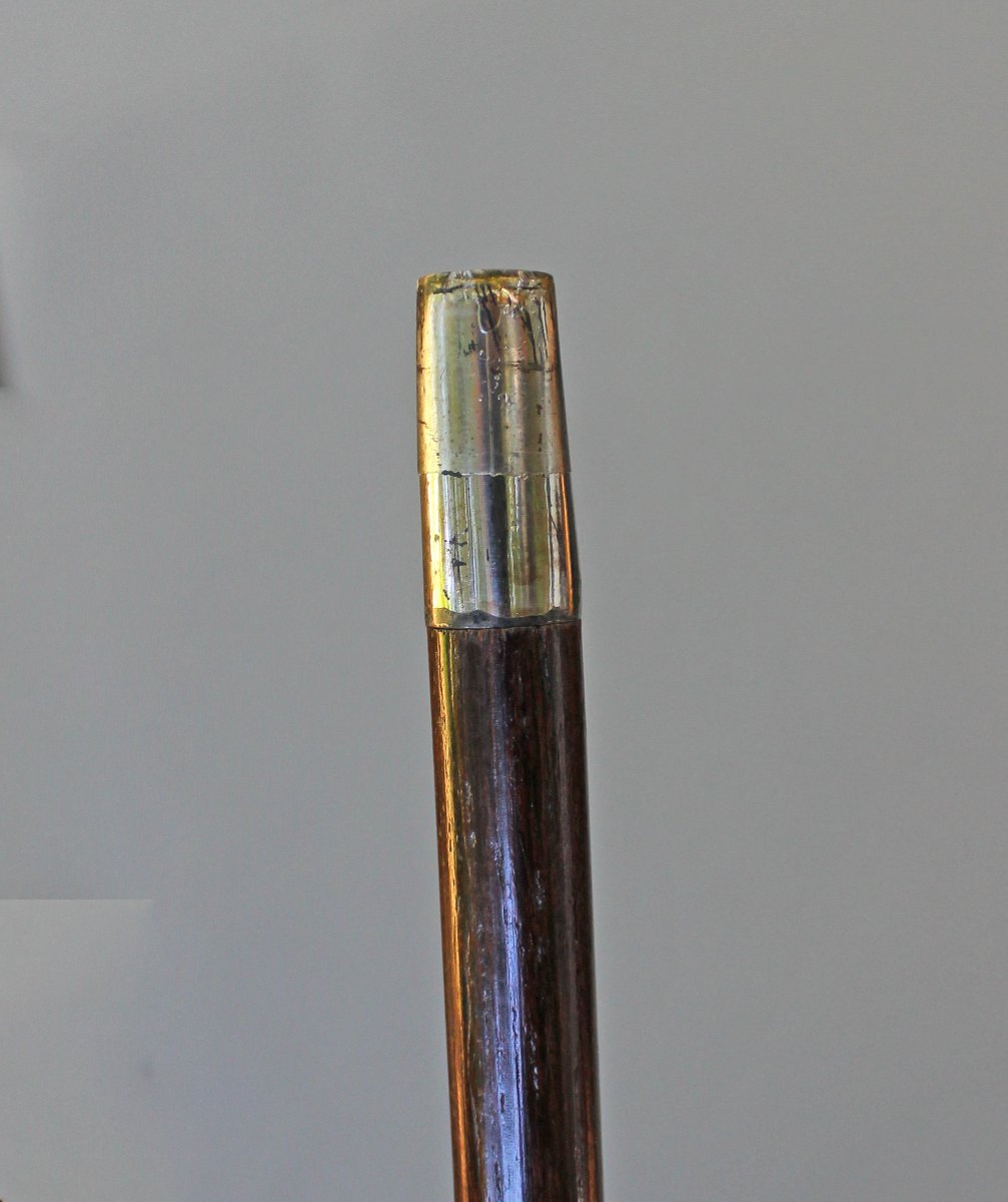 Antique Native American Indian Chief Walking Stick Cane, Silvered Gilt Bronze, Circa 1900-photo-2