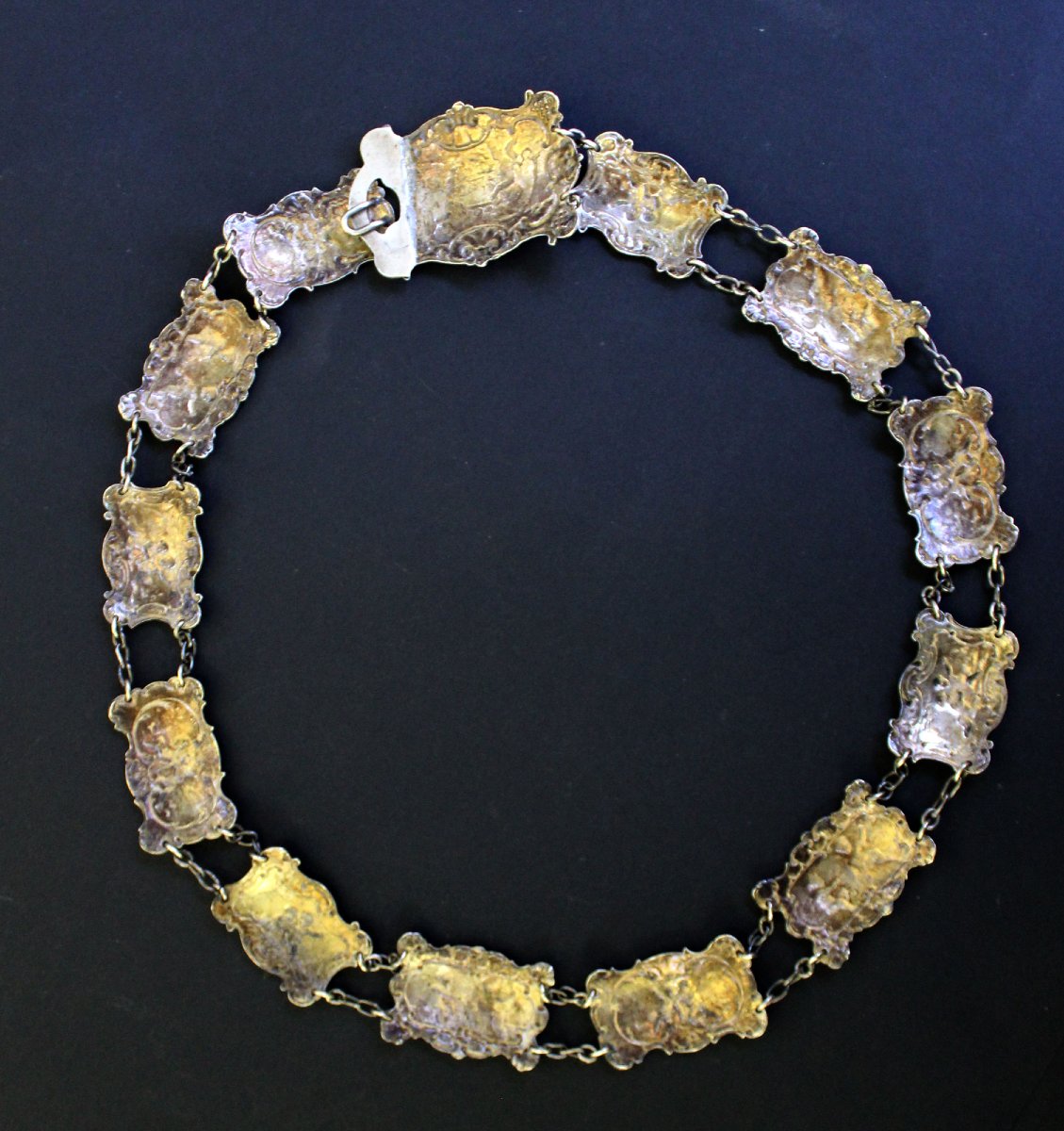 Ceinture de Dame en Argent Massif, Amoureux et Cupidons, Fin XIXe–Début XXe-photo-2